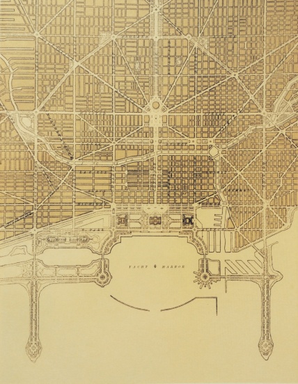 Plan of the complete system of street circulation; railway stations; parks, boulevards circuits and radial arteries; public recreation piers, yacht harbor, and pleasure-boat  priers; treatment of Grant Park; the main axis and the Civic Center. Presenting the city as a complete organism in which all its functions are related one to another in such a manner that it will become a unit.